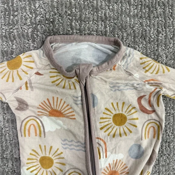 Little Sleepies Cream Sun & Rainbow Footed One-Piece Pajama Zippie - Picture 2 of 3